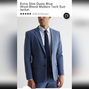Extra Slim Dusty Blue Wool-Blend Modern Tech Suit Jacket
